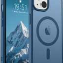 SUPFINE Magnetic for iPhone 14 Case & iPhone 13 Case (Compatible with MagSafe) (Military Grade Drop Protection) Slim Translucent Matte Shockproof Phone Cover,Deep Blue