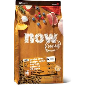 Now Fresh Grain-Free, Dry Dog Food, Real Meat and Fish, Turkey, Salmon and Duck Adult Recipe, All Breed Size, 3.5 lb Bag, BB Date 2025 DE 12 (3.5 Pound (Pack of 1))