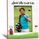 Golf Gifts Picture Frame 5x7, Gifts for Golfers Photo Frame, GolfGifts for Golfers Friends Women Men Dad, Livin'The Golf Life Holiday Wooden Picture Photo Frames for Desk Home Room Decor