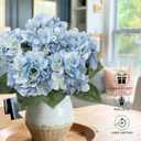 Blue Hydrangea Artificial Flowers Large Artificial Hydrangeas Silk Flowers for Home Decor Indoor Wedding Flowers Bouquets Faux Flowers Kitchen Centerpiece Table Decorations
