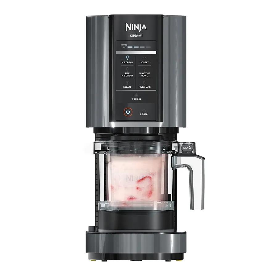 Ninja CREAMi, Ice Cream Maker, Ice Cream, Gelato, Sorbet,Milkshakes, Mix-ins, Smoothie Bowls & More, 7-in-1, Ice Cream Pints, Pint lid, Healthy Ice Cream, Compact, Perfect for Kids, Black, NC299AMZ