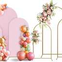 Arch Backdrop Stand and Cover Set, 3 Metal Balloon Arch Backdrop 4ft 5ft 6ft, Gold Arched Stand Frame for Wedding, Parties,Birthday, Event Decorations (Pale Pink,4ft+5ft+6ft)