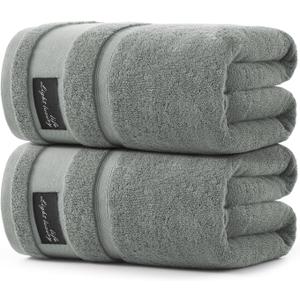 REDKISS Large Bath Towels Set 2 Piece, 100% Cotton, 31x63 in, Heavyweight 760GSM, Highly Absorbent & Quick Dry, Super Soft Luxury Bath Towel for Bathroom,Hotel Collection - Gray 