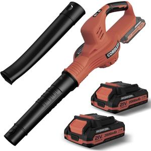 Leaf Blower Cordless - 21V Electric Cordless Leaf Blower with 2 Batteries and Charger, 2 Speed Mode, 2.0Ah Lightweight Battery Powered Leaf Blowers for Lawn Care, Patio, Blowing Leaves