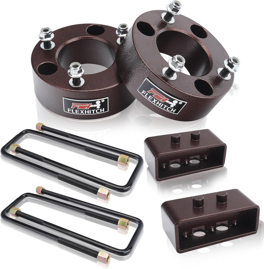 3" Front +2" Rear Leveling Lift Kit for 2004-2020 F150, 3" Front and 2" Rear Full Suspension F150 2WD 4WD Leveling Kit Including Strut Spacers, Blocks & Extended U-Bolts