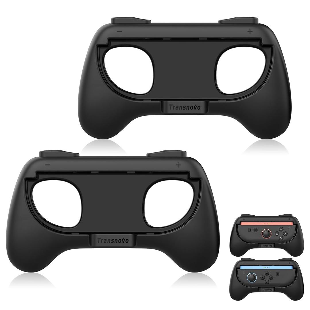 2 x TRANSNOVO Hand Grips for Switch 2Wear-Resistant Switch Accessories Controller Grips for JoyCon2 Pack Comfort Handles (Black)