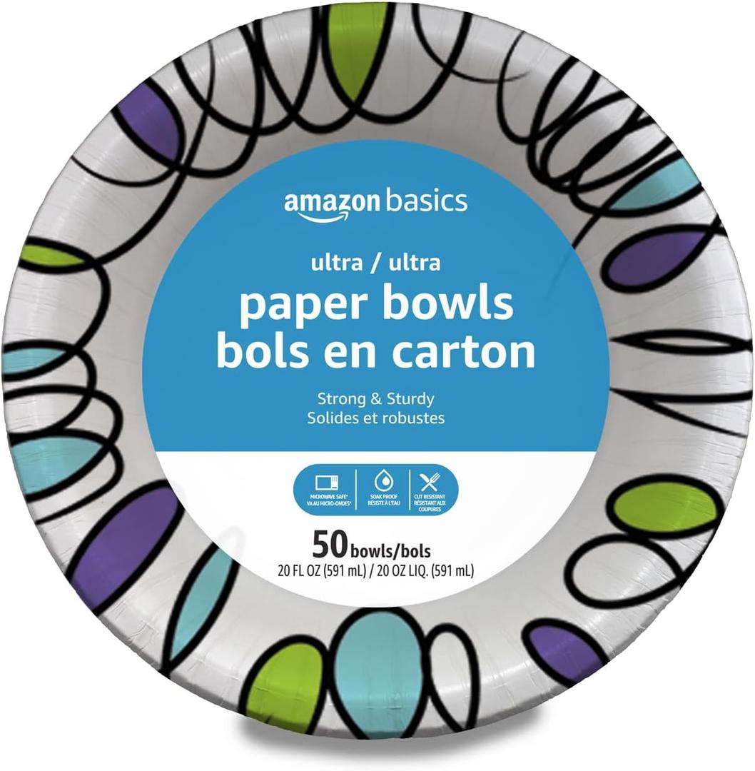 Ultra Paper Bowls, 20 Oz, Disposable, 50 Count, White (1 pack of 50)