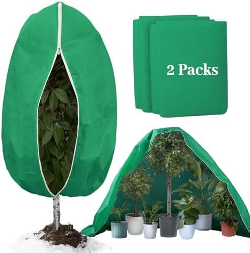 LiuReull 2Packs Winter Plant Covers Freeze Protection 9.8 x 9.8 FT Frost Cloths Outdoor Plants Tree Covers Freeze Protection Plant Blankets Freeze Protection for Shrub Citrus with Zipper