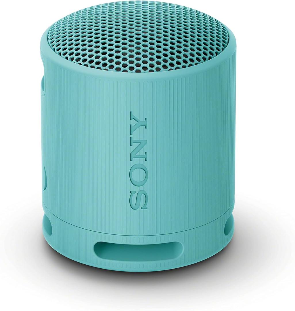 Sony SRS-XB100 Wireless Bluetooth Portable Lightweight Super-Compact Travel Speaker, Durable IP67 Waterproof & Dustproof Shower Speaker, 16 Hour Battery, Versatile Strap, & Hands-free Calling, Blue