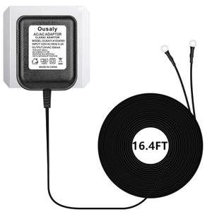 Doorbell Power Adapter, 24V Transformer Compatible with Ring Doorbell,Video Doorbell,Nest, Ecobee, Sensi and Honeywell Thermostats, 24 Volt 500mA C-Wired AC Plug in Cord,C Wire Adapter 16.4FT