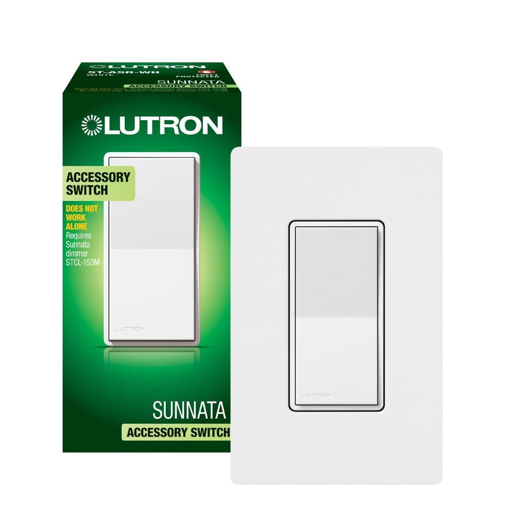 Lutron Sunnata On/Off Accessory Switch with Wallplate, only for use with Sunnata LED+ Dimmers, ST-ASW-WH, White (1 Pack)
