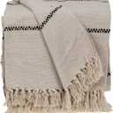Parkland Collection Logan Casual Beige 52" x 67" Woven Handloom Throw