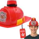 Morph Fire Chief Fireman Fighter Helmet Red Hat with Siren Light Costume