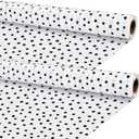 Kolldenn 2 Rolls Black Painted Dots Fabric Bulletin Board Paper Roll 4 x 12 ft Extra Large Non Woven Waterproof Roll Fade Resistant for DIY Craft Drawing Painting Classroom Decor, Dot Style