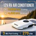10000 BTU 12V DC RV Air Conditioner with Heater - Battery Powered, Low Power Consumption, Ultra Quiet & Fast Cooling Upgraded Rooftop AC Unit with APP Remote for Camper Van and Truck