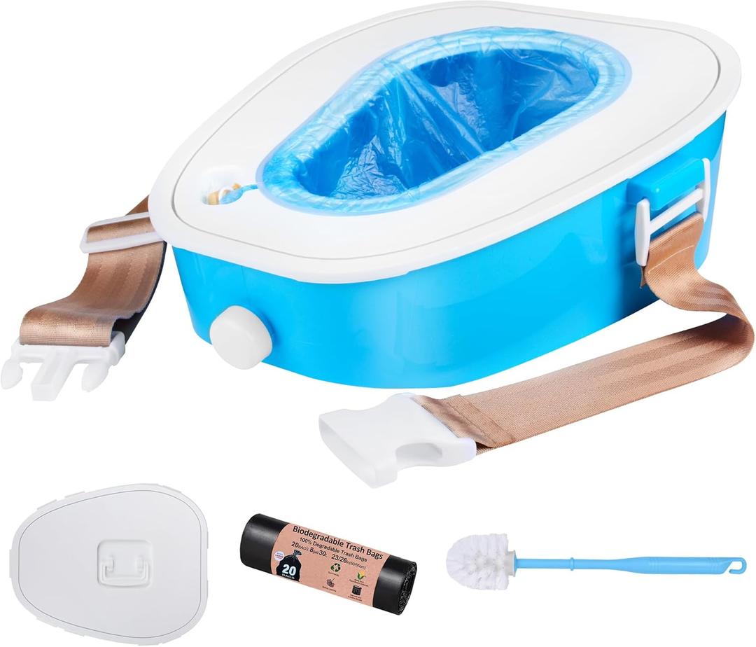Compact Car Portable Toilet Camping Indoor & Outdoor Commode,Travel Potty,Portable Toilet for Car,Camping,Hiking,Long Road Trips,Traffic Jam,Blue