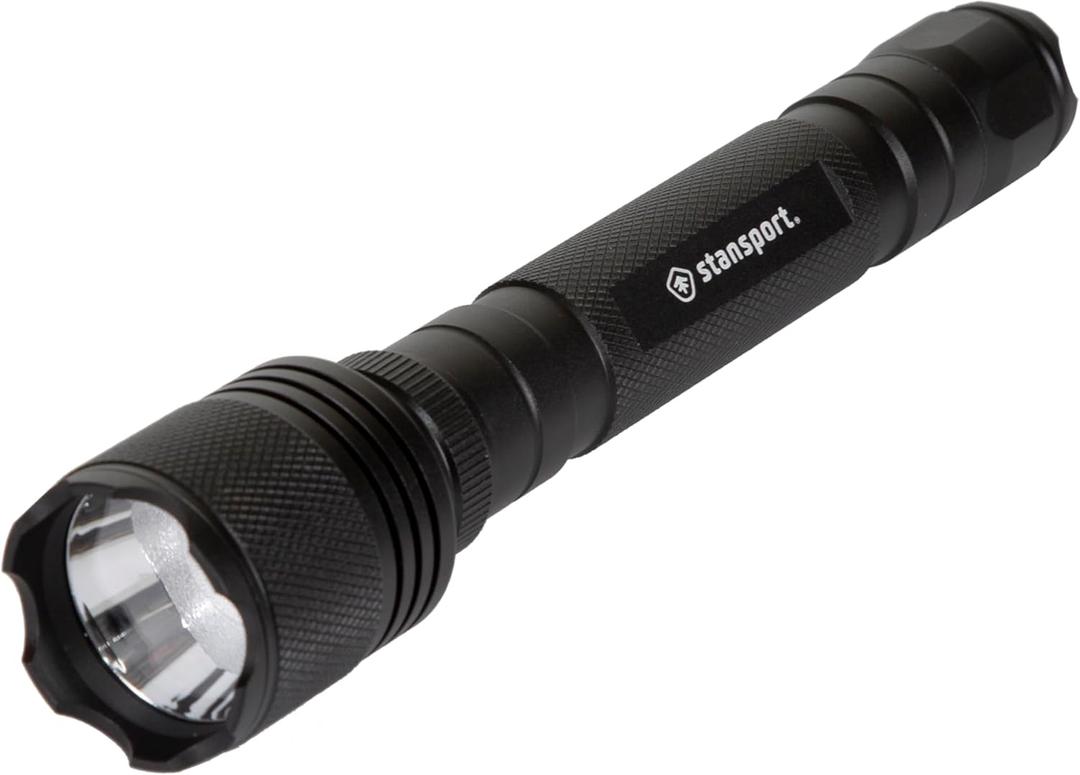 Stansport Heavy-Duty Tactical Flashlight W/Batteries - Cree T6 Bulb - 500 Lm, Black, One Size, 102-500