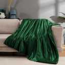 Vonty Satin Throw Blanket Dark Green Satin Blankets 60x80 Inches, Cooling & Silky Throw Blanket Wrinkle-Free Cable Knit Throw Blankets for Coush Sofa Bed Outdoor