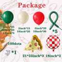 PageebO Pizza Party Decorations150PCS Red Green Ivory White Balloons with Pizza Checkered Balloons for Pizza Party Favors BBQ Picnic Birthday Party Decorations Slice Slice Baby Shower Home Decor