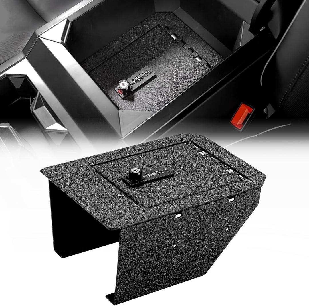 JOYTUTUS Center Console Safe Lock Box Compatible with Cybertruck 2024 2023 Center Console Armrest Lockbox with 4 Digit Combo Code Lock Cybertruck Accessories