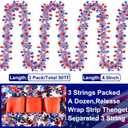 50FT 4th of July Patriotic Tinsel Garland Decorations, Red White and Blue Tinsel with Star Metallic Glitter Hanging Garland for Memorial Day 4th of July Independence Day Indoor Outdoor Decor