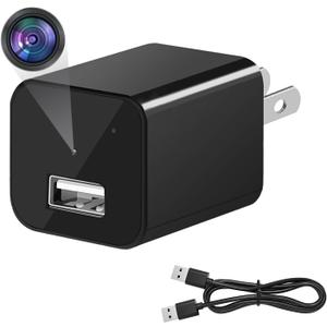 Small Camera USB Charger HD 1080P Video Recorder with Motion Detection Nanny Cam Indoor Security Camera for Home, No WiFi Required, No Audio