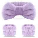 WSYUB Spa headband, Wristbands, Headband for Washing Face, 2pcs Wristlets for Sleeves Dry, Make up Headband, Purple