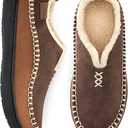 EverFoams Men's Moccasin Slippers Memory Foam Indoor/Outdoor Warm Suede House Shoes with Fuzzy Sherpa Lining, 11