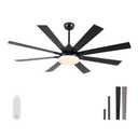 62 Inch Ceiling Fans with Lights,Large Modern Ceiling fan with Remote and 8 Wooden Blades,Dimmable,6 Speeds,Noiseless Reversible Indoor&Outdoor Fan for Bedroom,Patio,Living Room