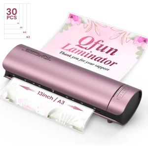 Laminator Machine Thermal Laminating Machine with Sheets 11x17 Personal Laminator for Teachers, 13 Inch Lamination Machine 60S Warm Up Office Presentation laminators, A3 Portable Paper Laminate Kit (Pink)