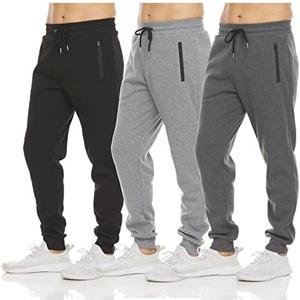 PURE CHAMP Mens Sweatpants 3 Pack Fleece Active Athletic Workout Jogger Sweatpants for Men with Zipper Pocket, Size: M