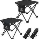 Opliy Camping Stool 2 Pack,13 Inch Portable Folding Stool for Outdoor Gardening and Beach Hiking Fishing,Foot Stool with Carry Bag (Black)