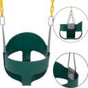 Sunnyglade Toddler High Back Full Bucket Swing Seat Kids Swing Set Accessories with 66 in Coated Chain,2PCS Snap Hooks & 2PCS Hanging Strap Support 660lb (Green)
