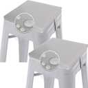 GUEGLSA Indoor Outdoor Bar Stool Cushions 12x12 Inch, Non Slip Square Seat Pad with Straps, Waterproof Fade Resistant Small Metal Chair Cushion Set of 2,Cushion Only, (Grey)
