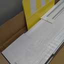 Novabright Lemonade Party Display Stand 55x31 Inch with Yellow White Striped Awning Wooden Vendor Cart Summer Party Decoration for Birthday Baby Shower Lemonade Stand Supplies