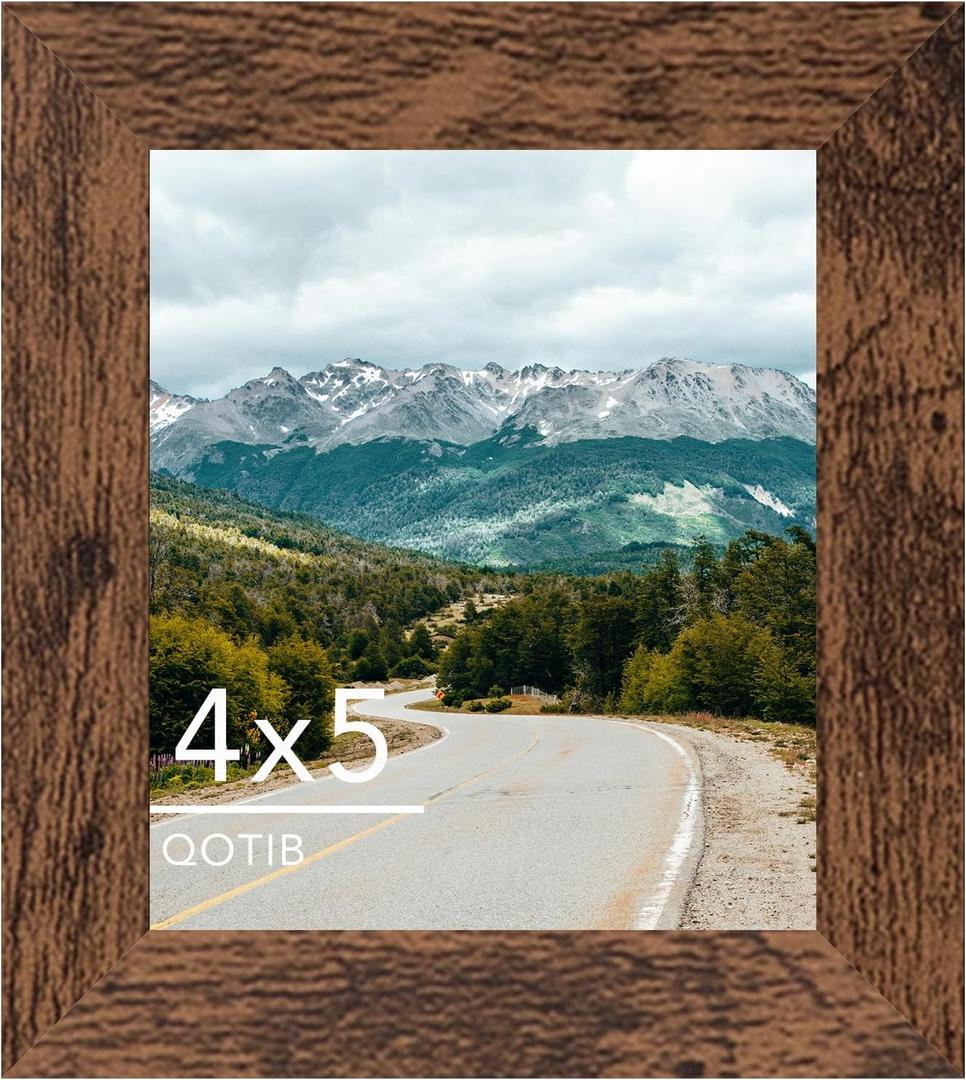 4x5 Picture Frame for Wall Hanging or Tabletop, Wood 4 x 5 Frame Photo Frame for Wall Horizontally or Vertically, Deep Brown, 1 Pack