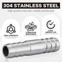 Stainless Steel 1-1/4" x 1-1/4" Hose Barb Fittings Durable Connectors for Air Water Fuel Transfer for Plumbing, Automotive, and Industrial Applications (Pack of 2)