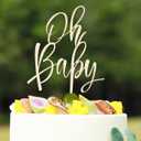 Wooden Oh Baby Cake Topper, New Baby Photo Booth Props, Wooden Cake Topper for Baby Shower or Birthday Decorations (Design02)
