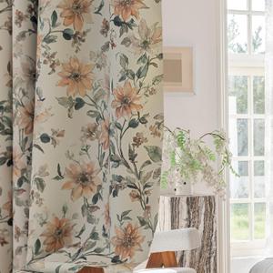 SUOUO Vintage Floral Blackout Curtains for Bedroom 84 inches Long Patterned Room Darkening Window Drapes for Living Room 2 Panels