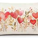 AOFANGGO Valentines Day Pillow Cover 12X20 Inch Pink Love Heart Botanical Romantic Decor Holiday Farmhouse Pillow Case Gifts Decoration for Home Sofa Couch