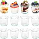 yarlung 12 Pack 5 Oz Glass Pudding Cups, Small Dessert Bowls Clear Custard Cups, Square Parfait Cups Tasting Glasses for Fruit Yogurt, Jelly, Ice Cream, Oat, Nut, Snack