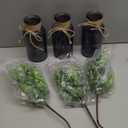 3 Glass Bud Vases 6.5“ H, Black Mason Jars with Fake Eucalyptus Centerpiece Vases with Hemp Rope for Weddings Parties Farmhouse Decor