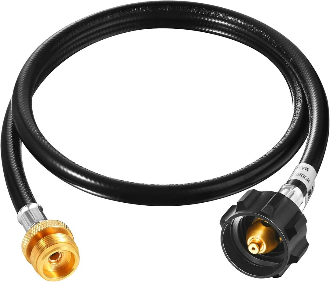 GasSaf 4FT Propane Hose, Propane Adapter Hose 1lb to 20lb Propane Tank Connection, Propane Gas Hose Suitable for Weber Q Grills, Blackstone Griddles, Coleman Stoves, Buddy Heaters & More