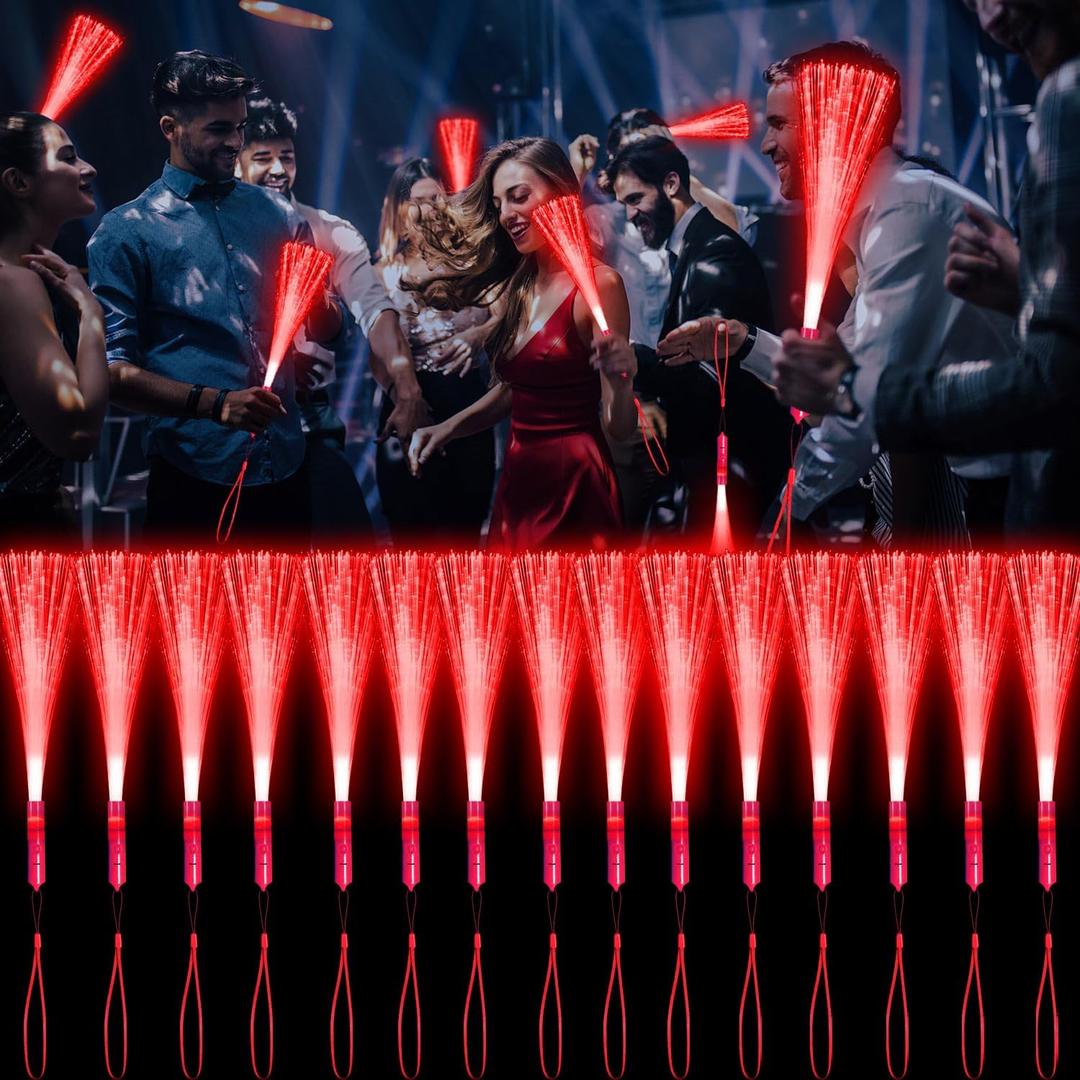15 Pack Red Fiber Optic Wands Glow Fiber Wands Bulk LED Light Up Wands with 3 Flashing Modes LED Flashing Sticks for July 4th Halloween Christmas Valentine's Day Wedding Birthday 15 Pack Red Fiber Optic Wands Glow Fiber Wands Bulk LED Light Up Wands with 3 Flashing Modes LED Flashing Sticks for July 4th Halloween Christmas Valentine's Day Wedding Birthday