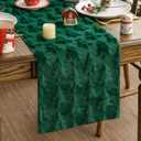 Artoid Mode Christmas Trees Green Soft Plush Faux Fur Jacquard Christmas Table Runner, Holiday Kitchen Dining Table Decoration for Home Party Decor 13x90 Inch
