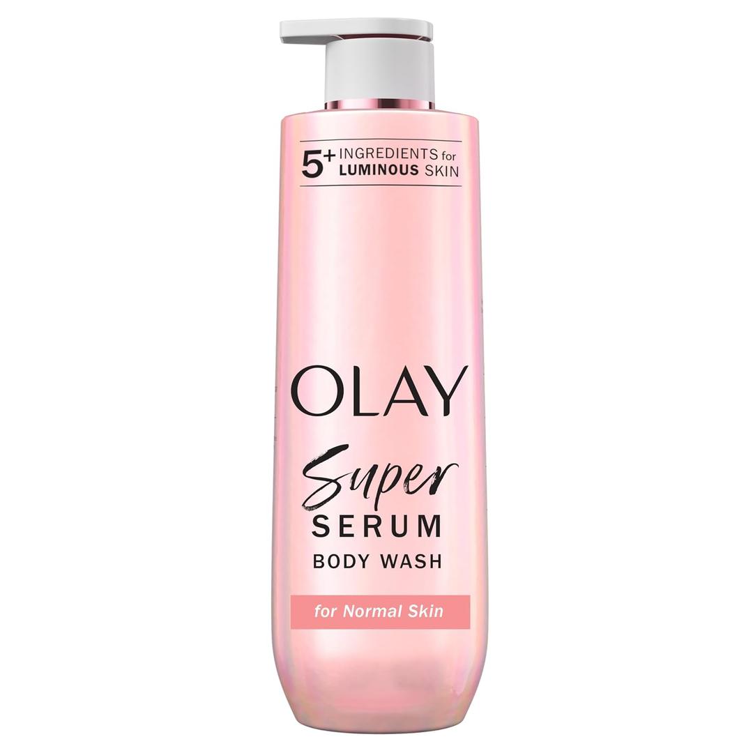 Olay Super Serum Body Wash for Normal Skin, 24hr Long Lasting Hydration, 5+ Ingredient Serum Complex for Bright Even Firm Luminous Skin, 20 fl oz