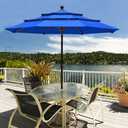 EliteShade USA 10-Year-Non-Fading 9ft 3-Tier Market Patio Umbrella, Commercial Grade Outdoor Table Umbrella with Crank Open, Windproof & UPF 50+ UV Protection, Heavy Duty Ventilation for Garden, Deck, Pool, Backyard, Beach & Bistro, Royal Blue