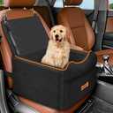 VavoPaw Small Dog Car Seat, Waterproof Dog Booster Seat with Thick Cushion & Safety Leash, Removable Car Back Seat Bed for 1 Small Dogs Under 25lbs, Pet Car Seat for Travel, Black