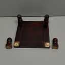8 inches Small Wooden Wood Chowki with 9 Colorful Tiles Embedded on Bajot Square Shape Decorative Design for Pooja Items