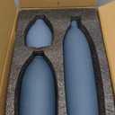 Blue Vase Set of 3, Navy Blue vase Trio Ceramic Bud Vases, Watertight Blue Ceramic vase Set with Non Slip Pads, Small Medium Tall Vases for Shelf Decor, Centerpieces